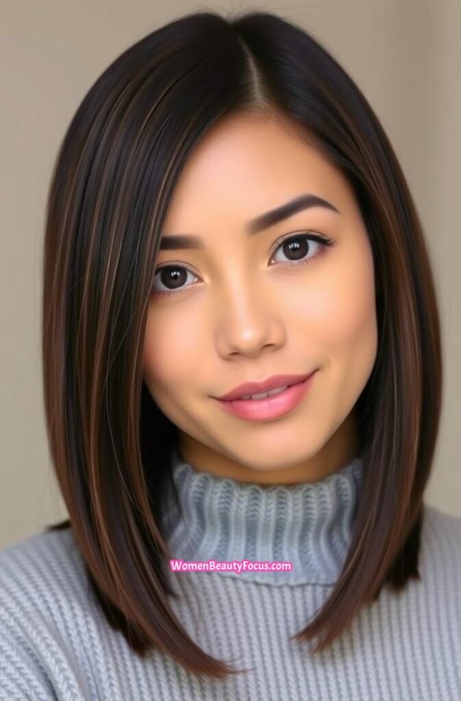 13. Deep Chocolate Brown with Sleek Straight Hair FrontStraight View