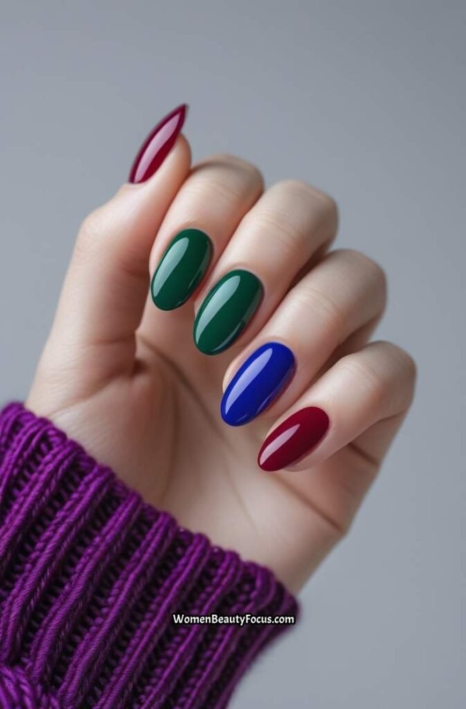 13. Jewel Toned Nails