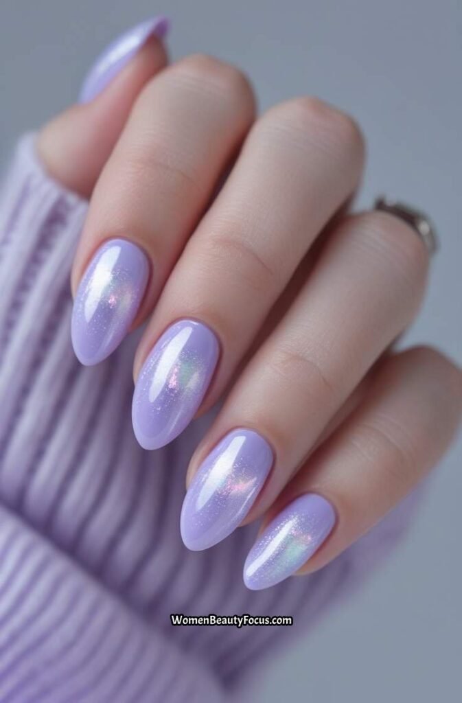 13. Lavender Mist Cat Eye Nails