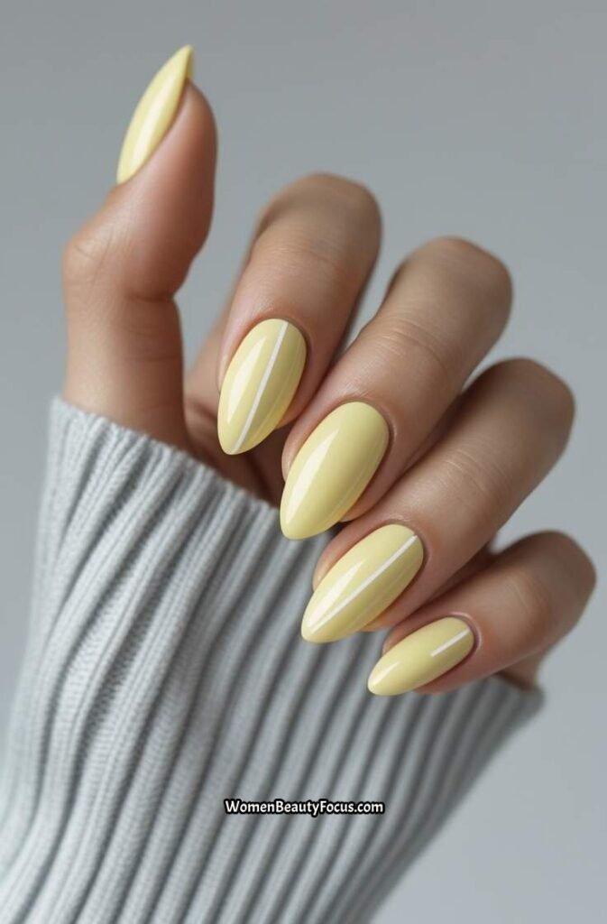 13. Lemon Yellow Minimalist Nails