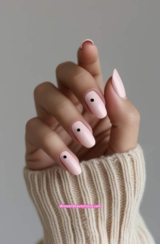 13. Minimal Dot Accent on Pink Neutral Nails