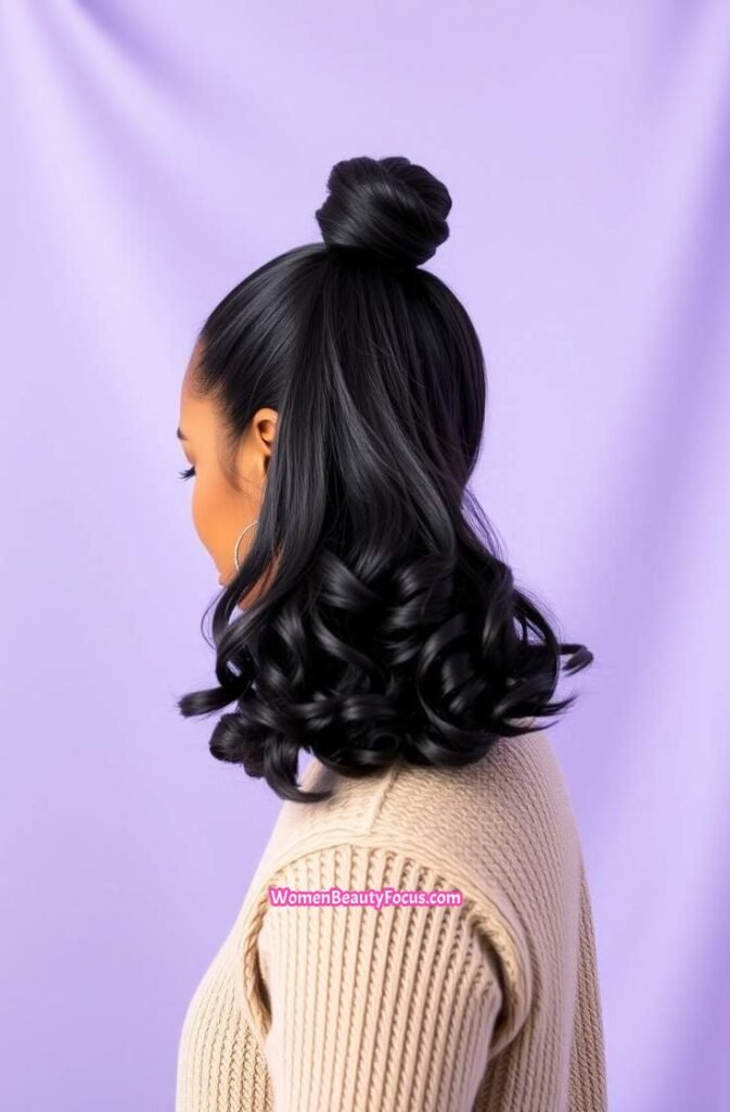 13. Natural Ponytail with Fluffy Ends Front View