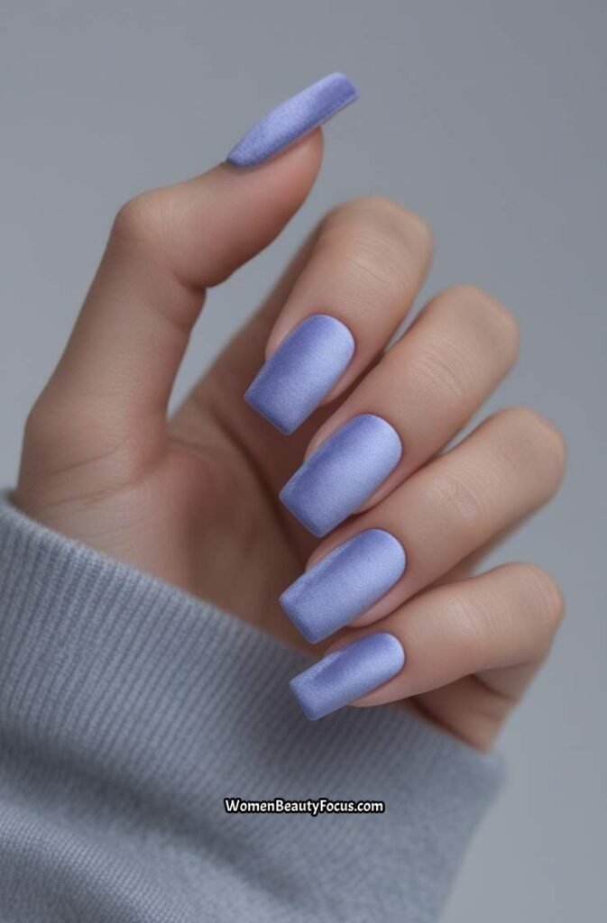 13. Periwinkle Square Nails with a Matte Finish