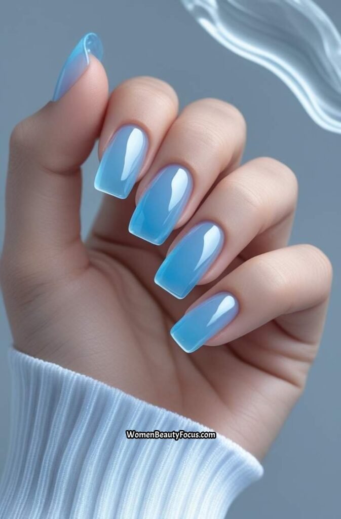 13. Soft Blue Jelly Nails