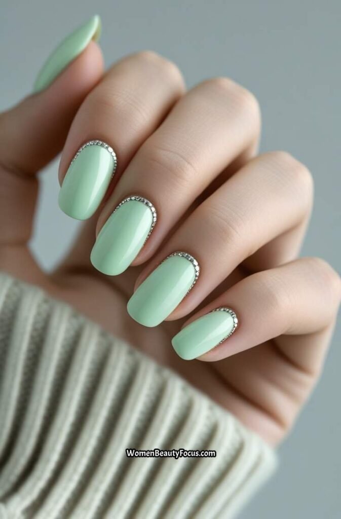 13. Soft Mint Green with Silver Detailing