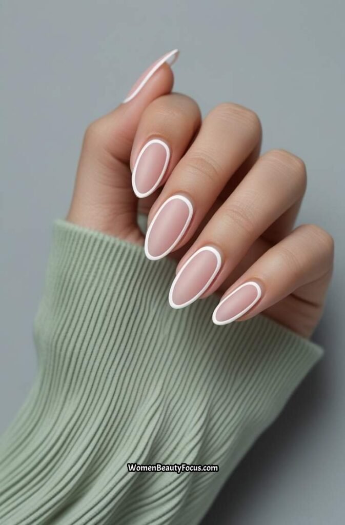 13. White Outlined Nails