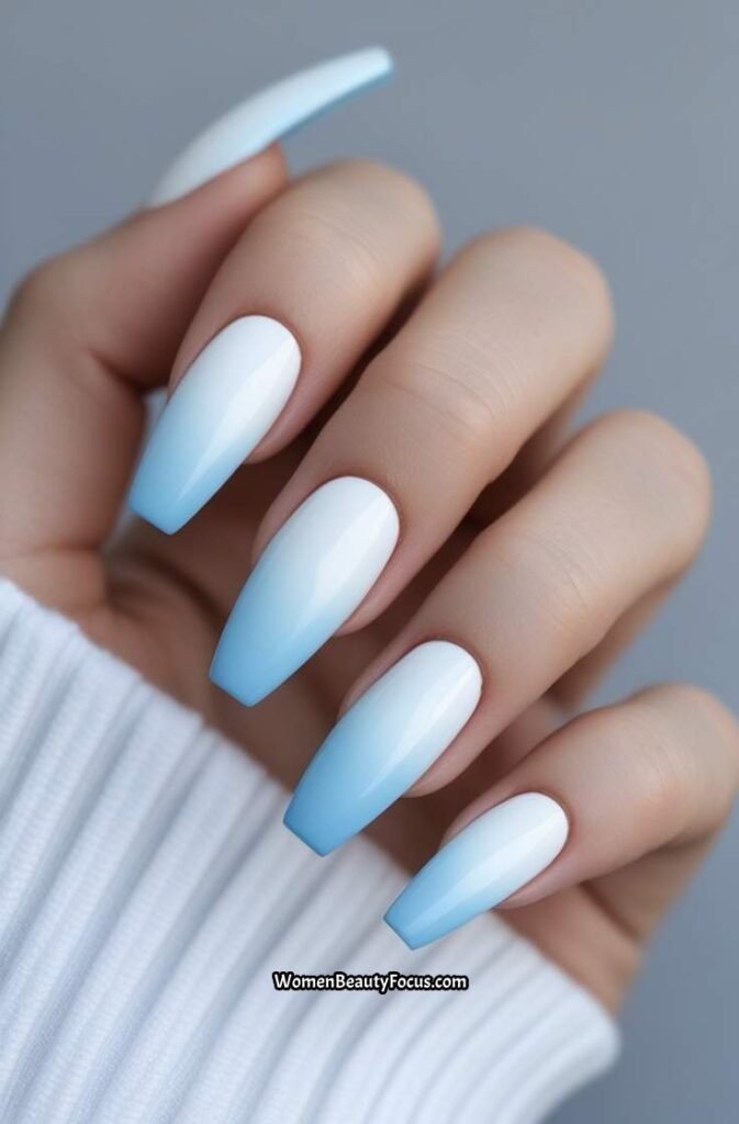 14. Baby Blue French Fade Nails