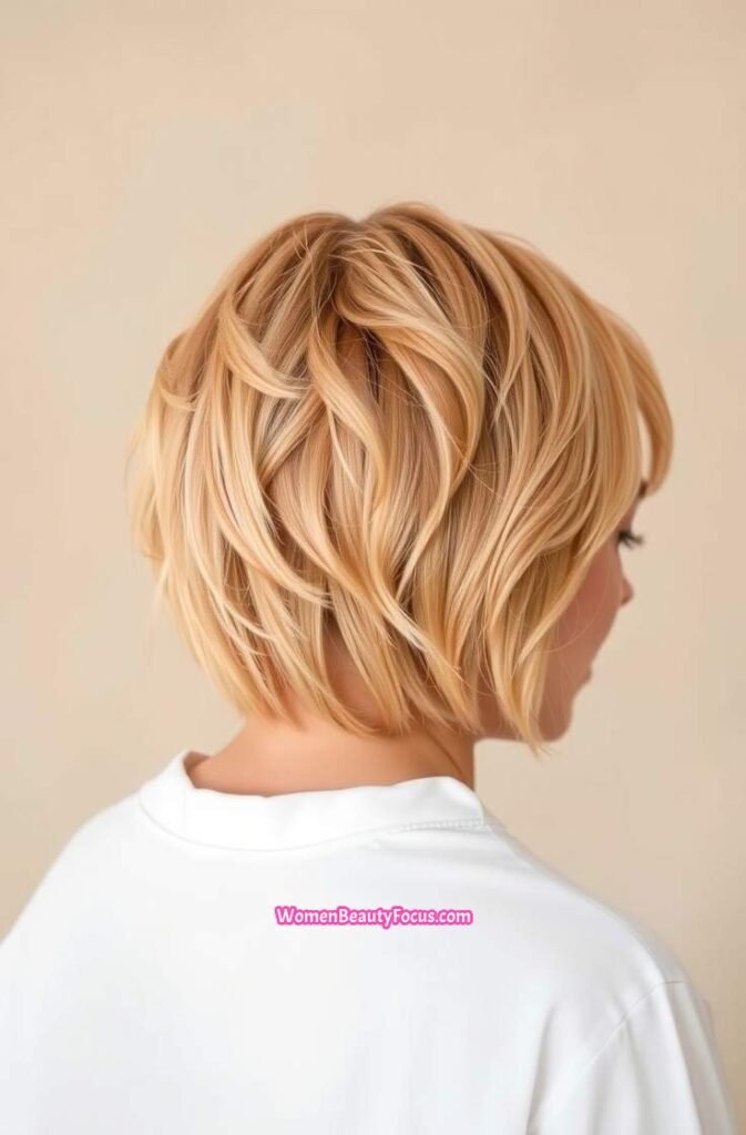 14. Back View of Peach Textured Bob Back View