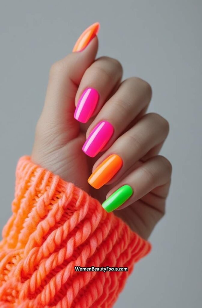 14. Bright Neon Nails for a Bold Statement