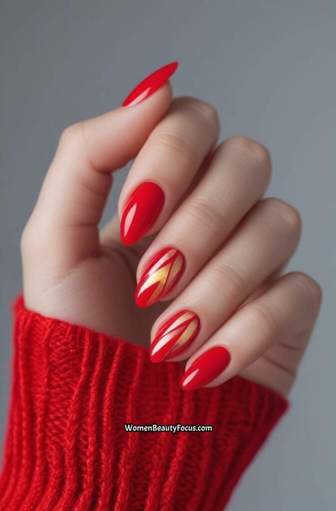 14. Cherry Red Cat Eye Nails