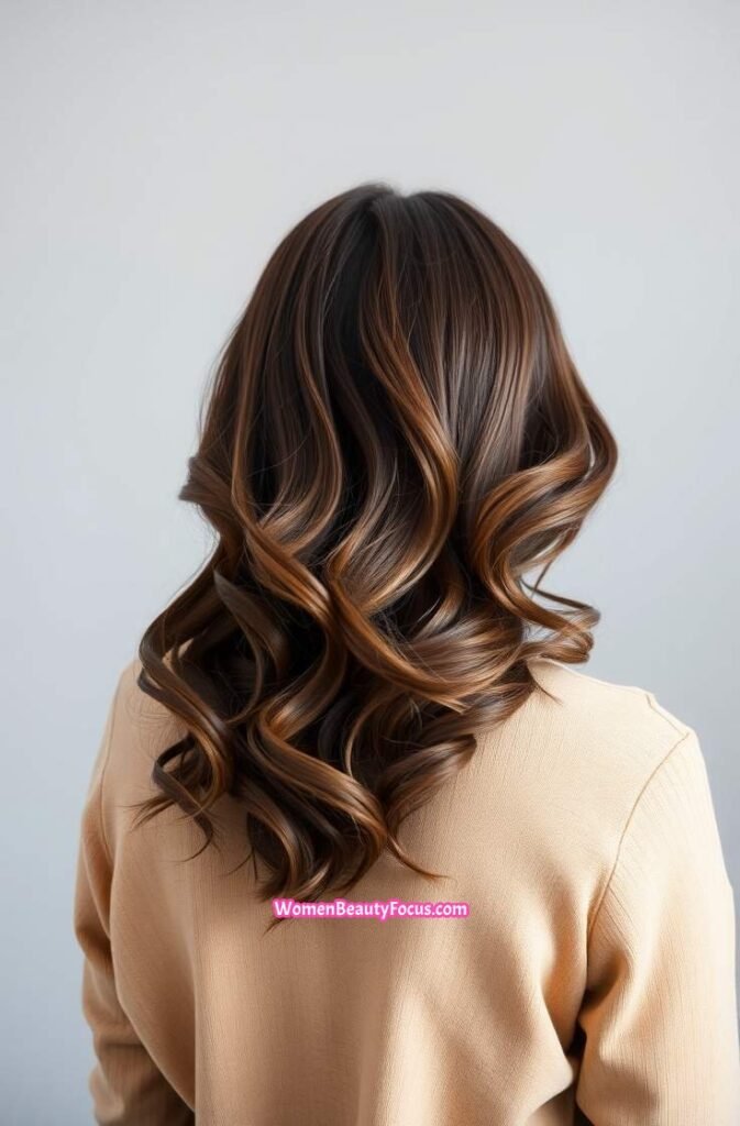 14. Coffee Brown with Soft Textured Waves Back View