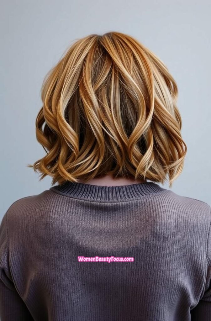 14. Copper Undercut Bob with Wavy Texture Back View