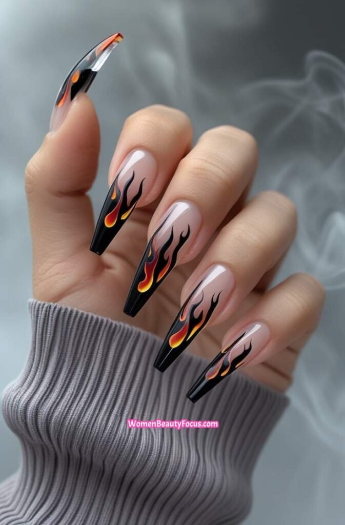 14. Edgy Black Flame Tips
