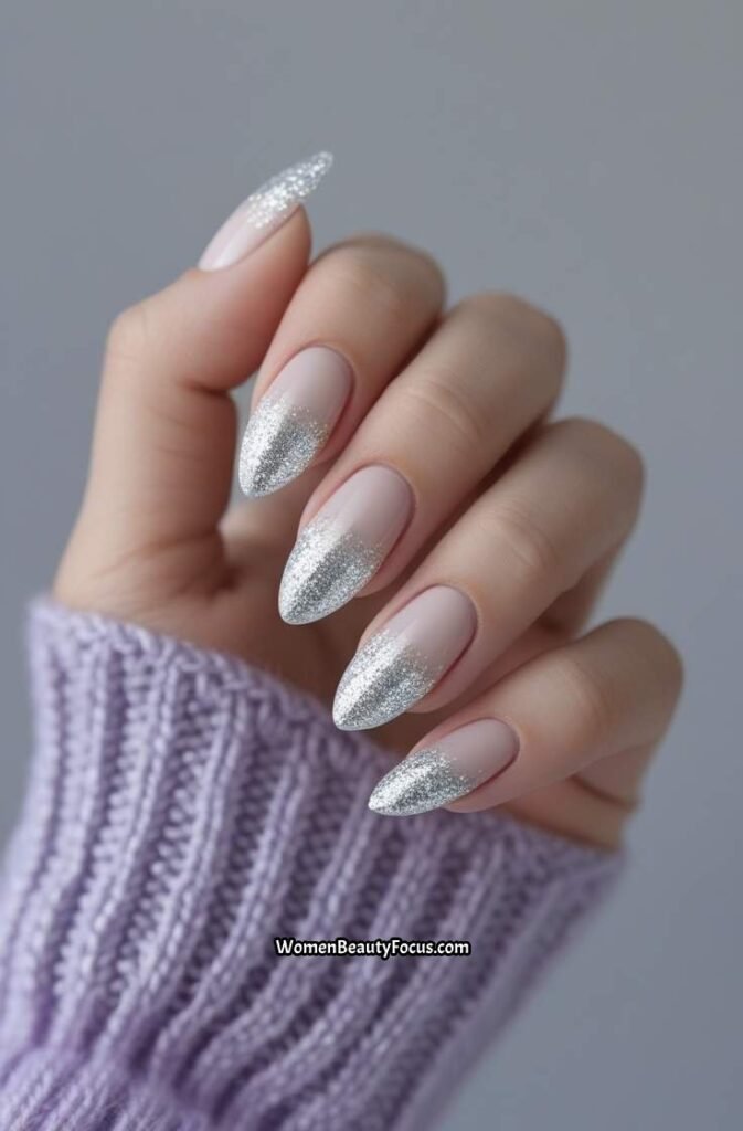14. Glitter Gradient French Tips