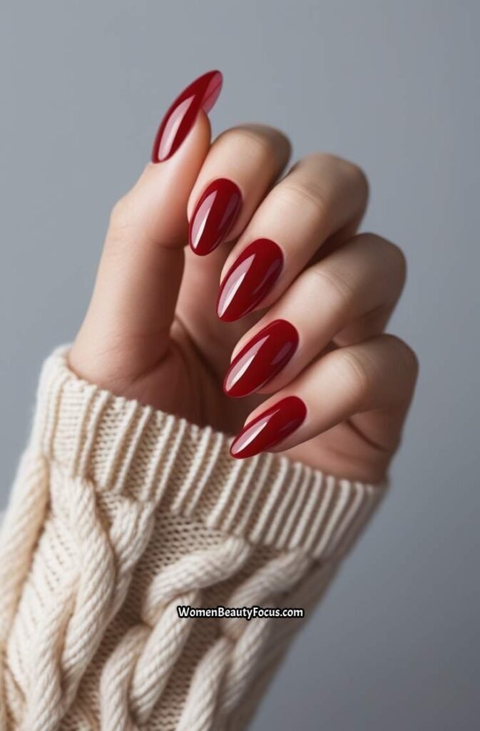 14. Glossy Cherry Red Gel Nails