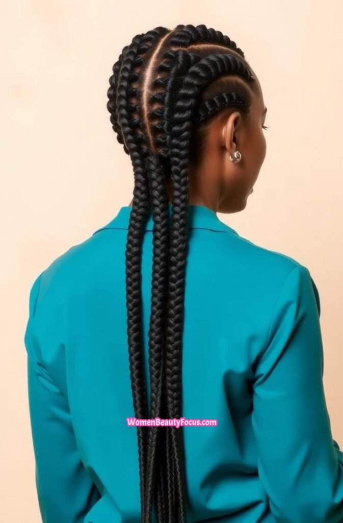 14. Jumbo Cornrow Ponytail Back View