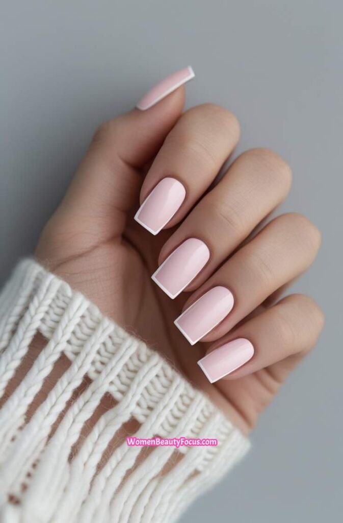 14. Soft Pink Nails with Negative Space
