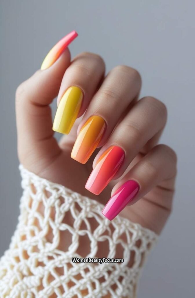 14. Sunset Gradient Coffin Nails 1