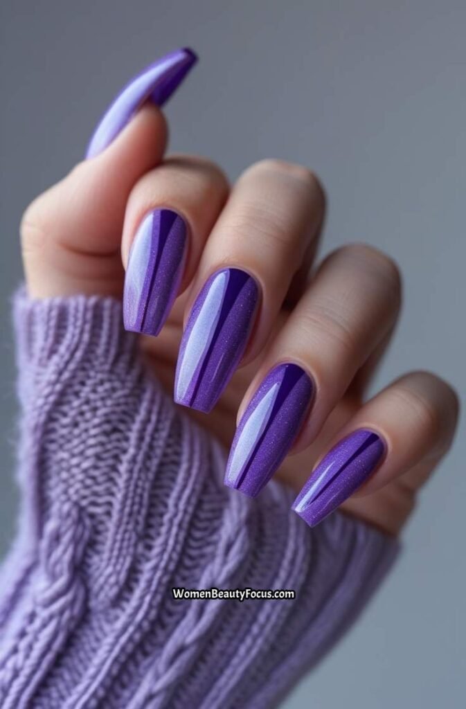 15. Amethyst Glow Cat Eye Nails