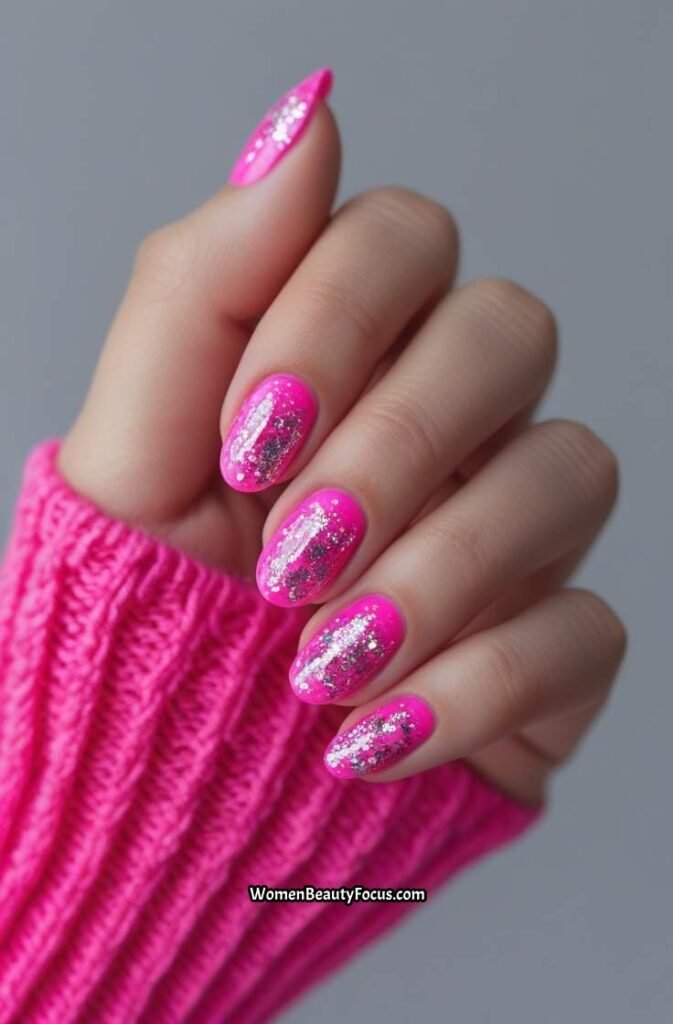 15. Bright Pink with Silver Glitter