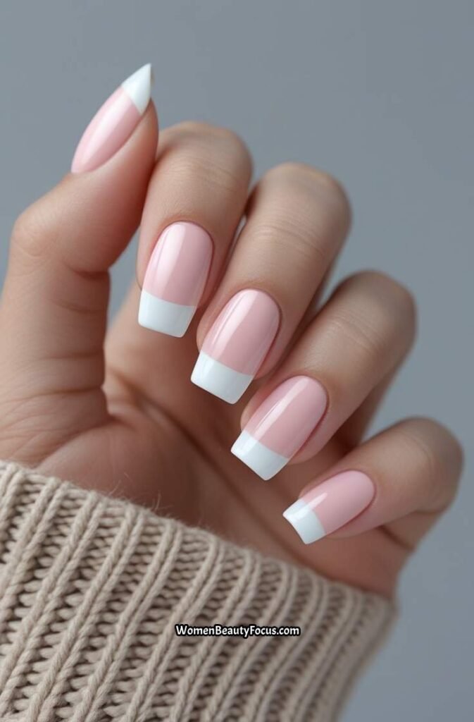 15. Glossy White French Tips