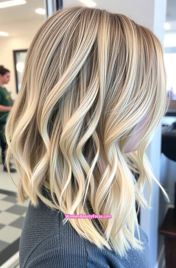 15. Layered Sandy Blonde Cut with Feathered Ends FrontStraight View