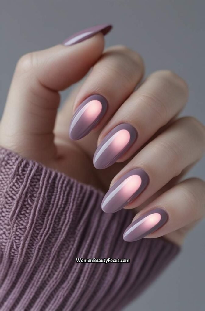 15. Mauve Aura Nails with Dusty Pink Glow