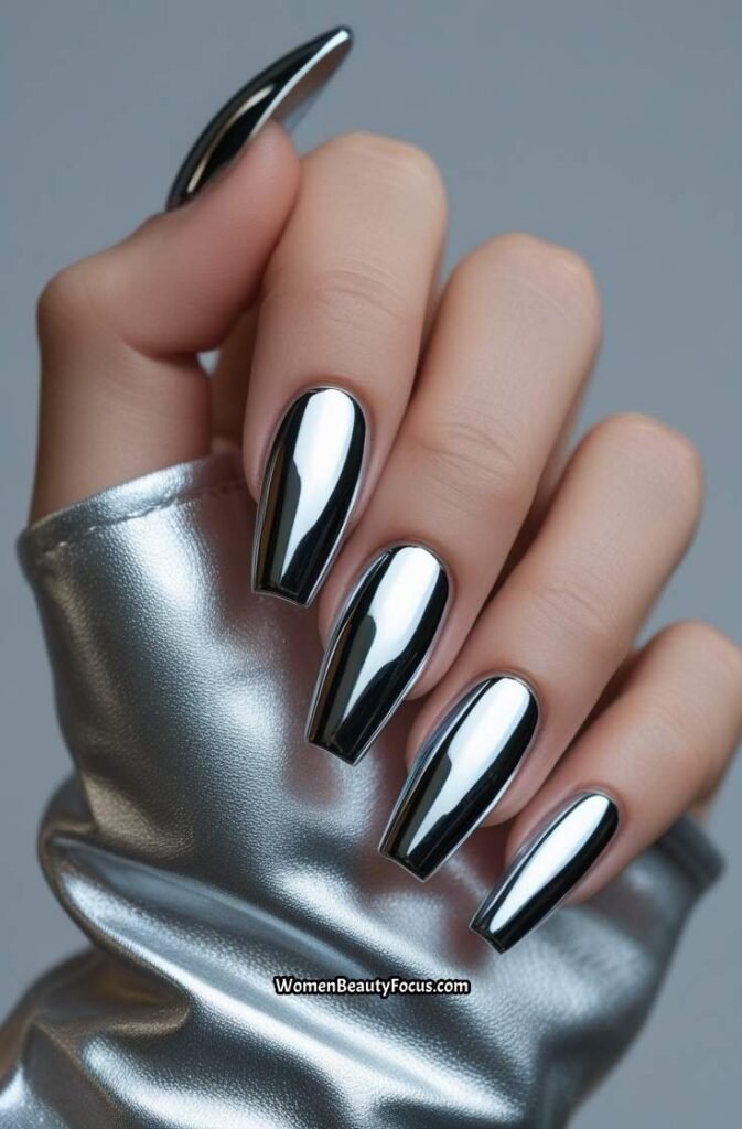 15. Metallic Chrome Nails