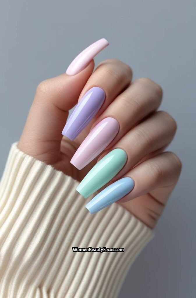 15. Pastel Rainbow Gradient Nails