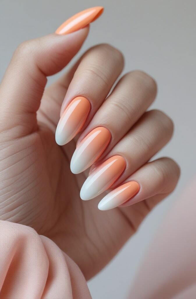15. Peachy Gradient Nails
