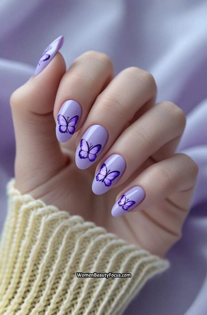 15. Purple Butterfly Nails