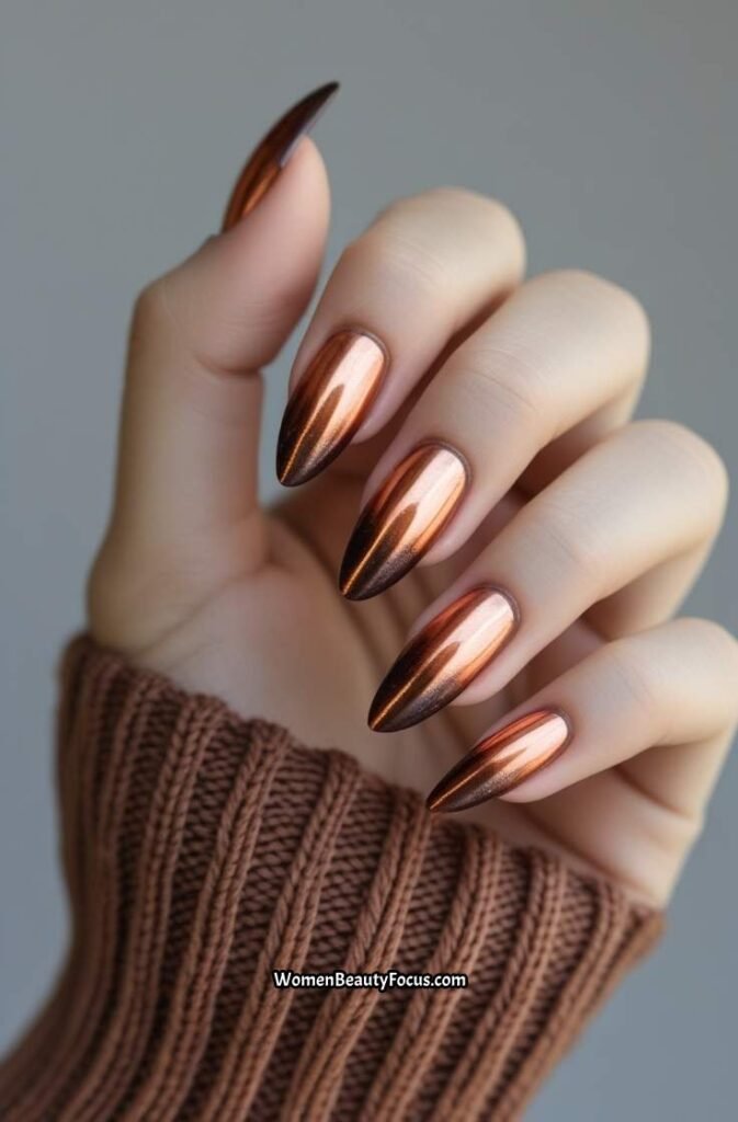 15. Rustic Copper Ombre Nails