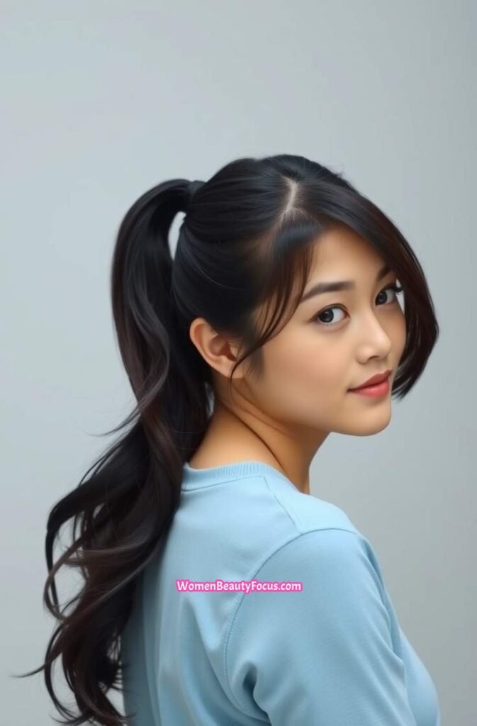 15. Side Swept Ponytail with Defined Edges Front View