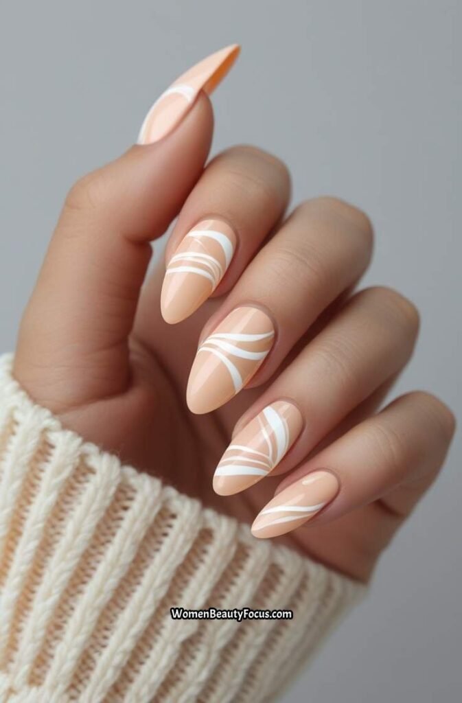 15. Soft Peach and White Swirls