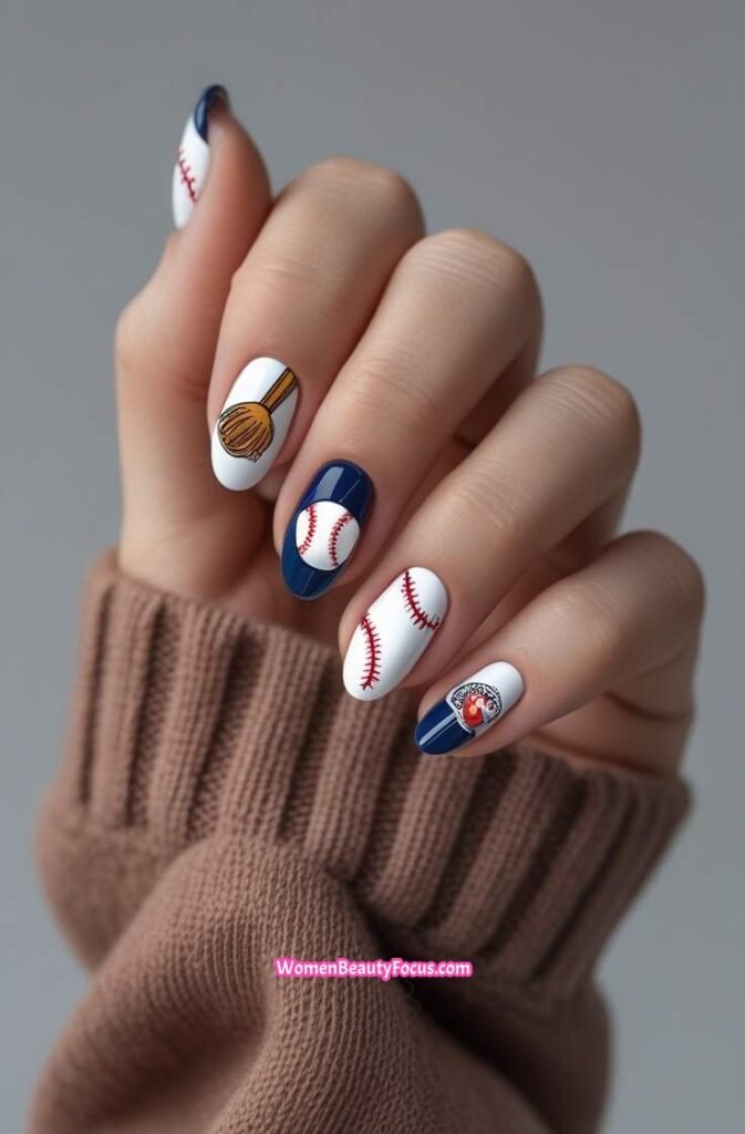 16. Baseball Fan Art Nails