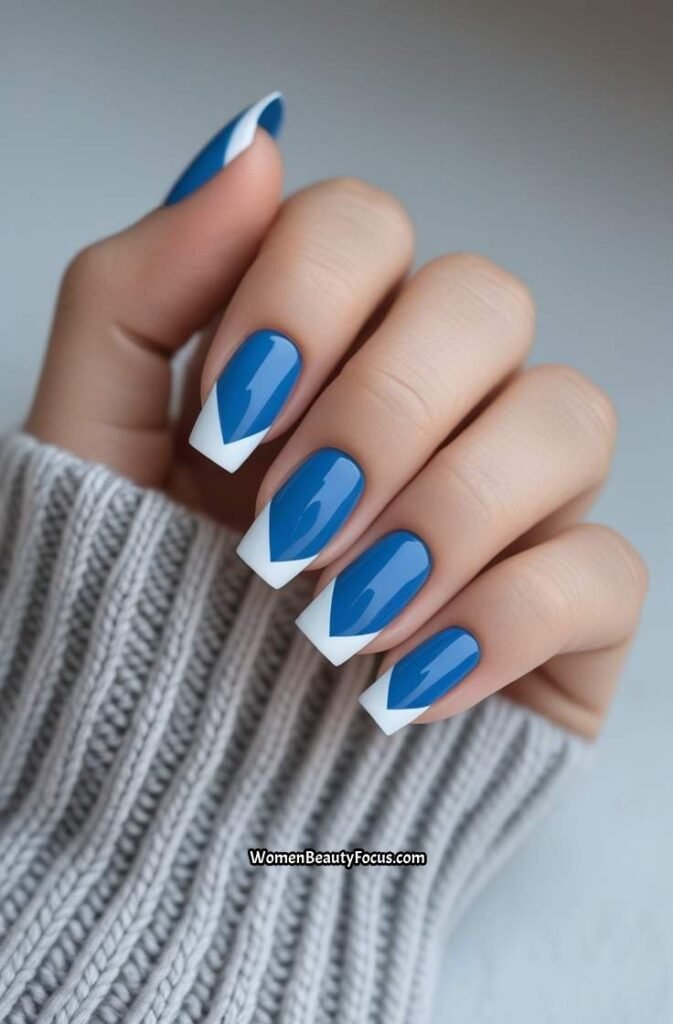 16. Blue with White Chevron Tips
