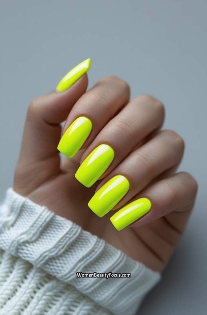 16. Bold Neon Yellow Nails