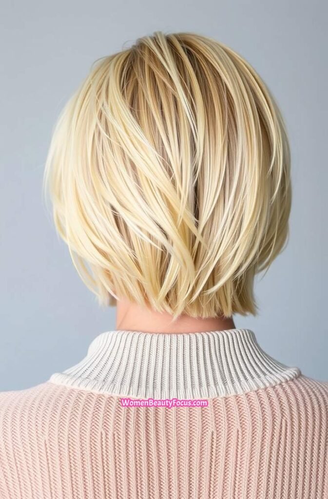 16. Bright Blonde with Defined Layers Back View