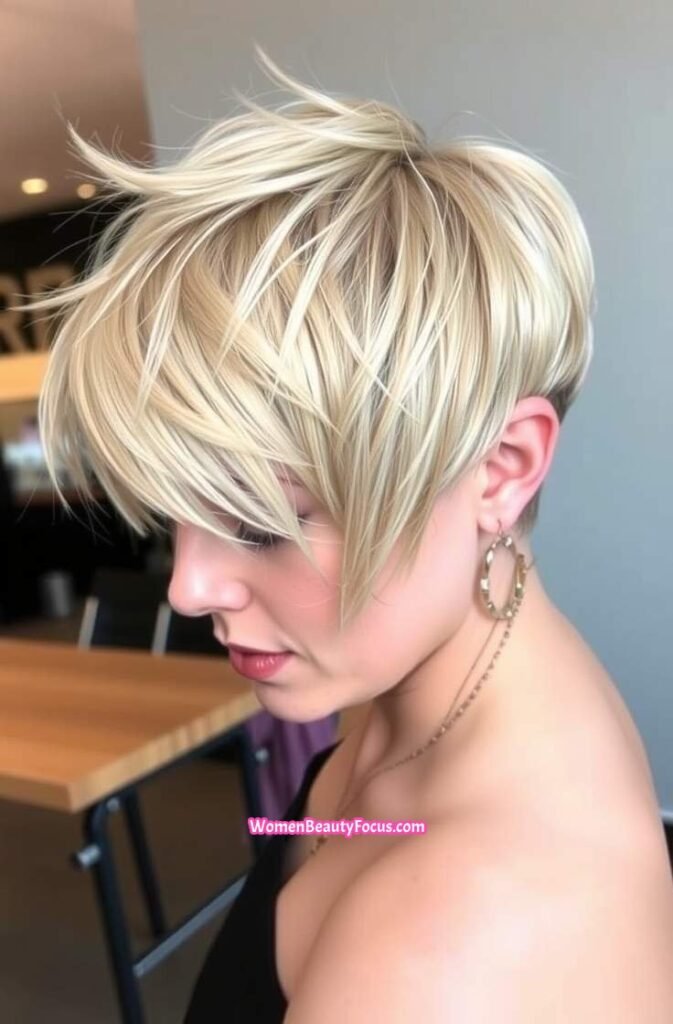 16. Chic Textured Pixie with Soft Highlights Back View