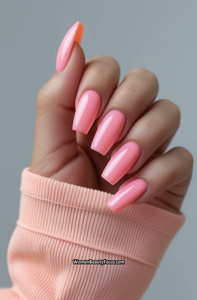 16. Lemonade Pink Acrylic Nails