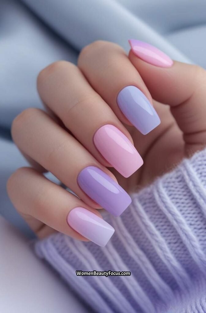 16. Pink and Lavender Gradient Nails