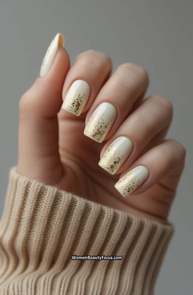 16. Shimmering Gold Dust on Cream Base