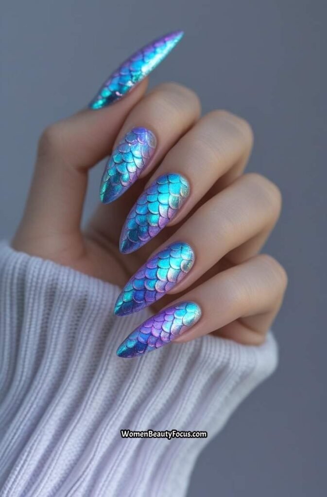 16. Sparkling Mermaid Nails for a Magical Look