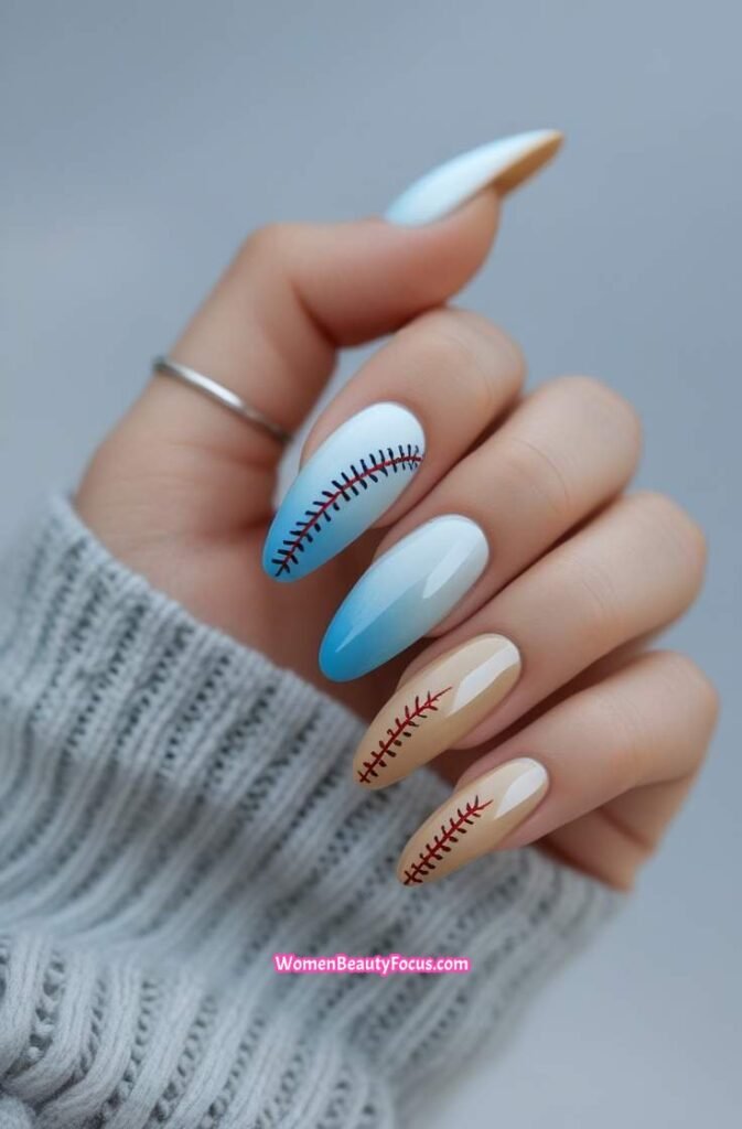 17. Baseball Season Gradient Nails