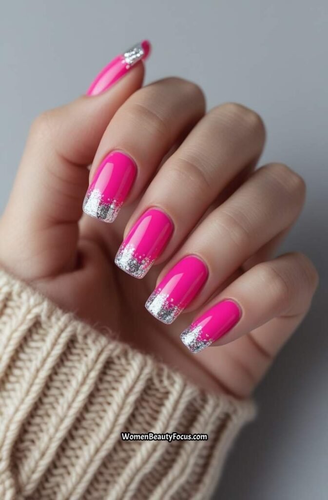 17. Bright Pink with Sparkling Tips 1
