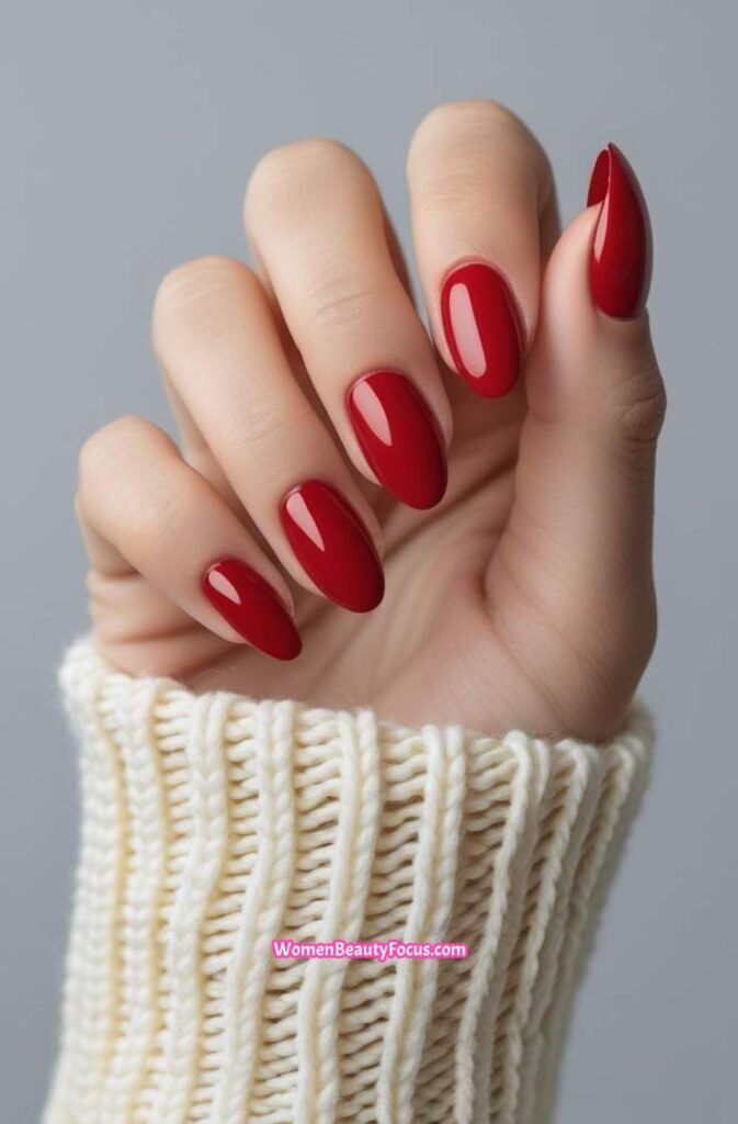 17. Classic Red Nails with a High Gloss Finish