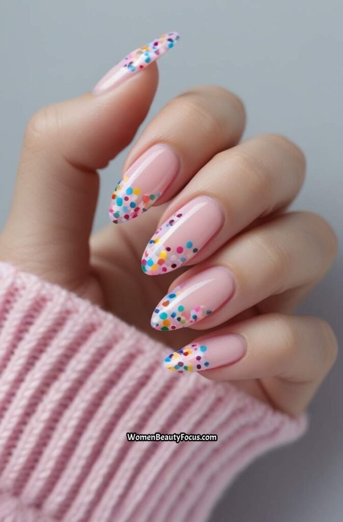 17. Confetti Sprinkle Tip Nails
