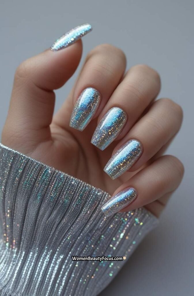 17. Holographic Glitter Nails