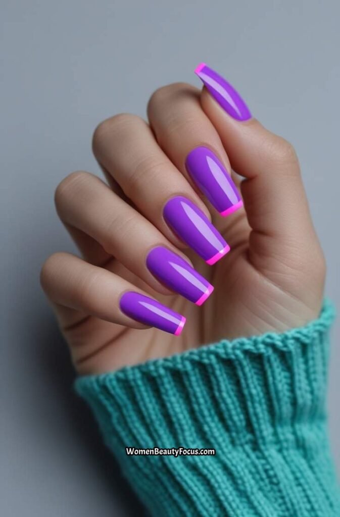17. Neon Purple French Tips