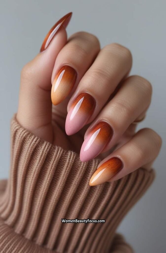 17. Rustic Sunset Gradient Nails